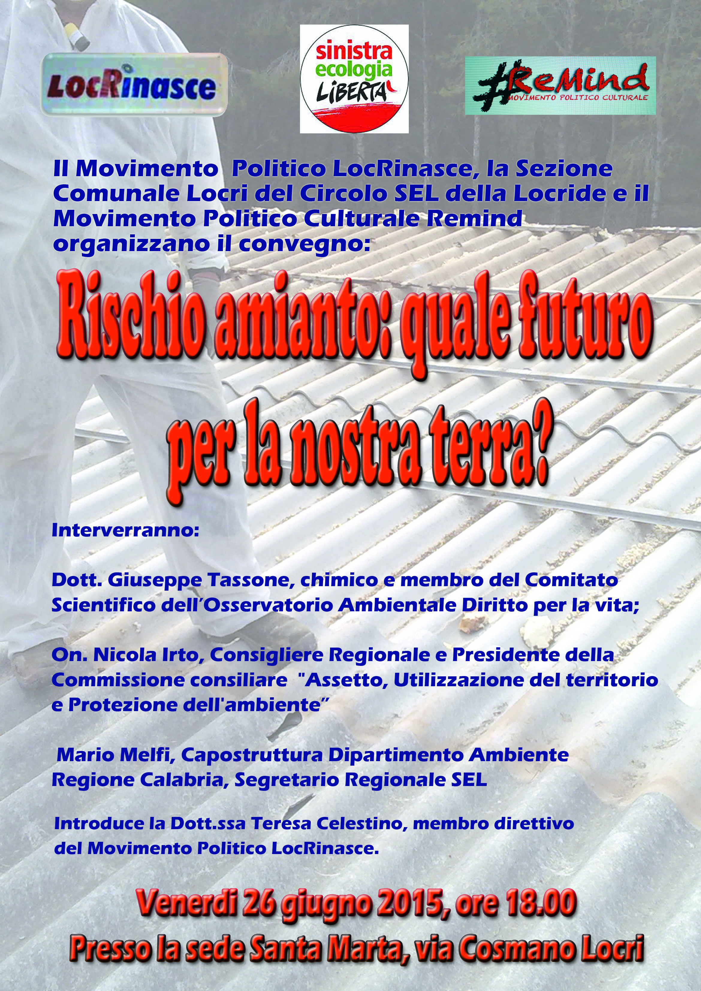 Locri - Venerdì si discute del "Rischio amianto: quale futuro per la nostra terra?"